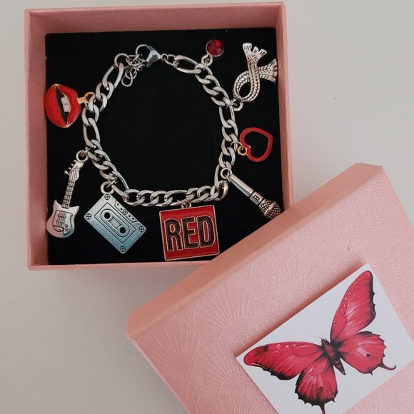 New Taylor Swift's "Red Eras" Inspired Vigaro Stainless Steel Charm Bracelet - Picture 2 of 3